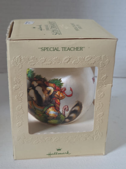 Vintage Hallmark Christmas Satin Ornament 1979 To A Special Teacher Racoon (Copy)