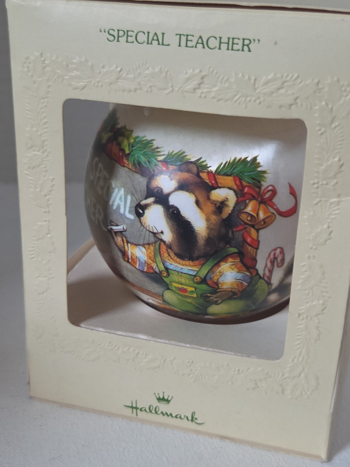 Vintage Hallmark Christmas Satin Ornament 1979 To A Special Teacher Racoon (Copy)
