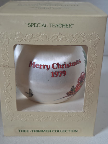 Vintage Hallmark Christmas Satin Ornament 1979 To A Special Teacher Racoon (Copy)