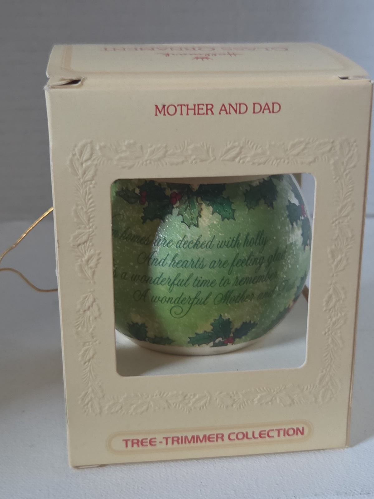Vintage Hallmark Tree-Trimmer Glass Ornament Mother And Dad Dated 1980 Tree Trimmer Collection 1980 (Copy)
