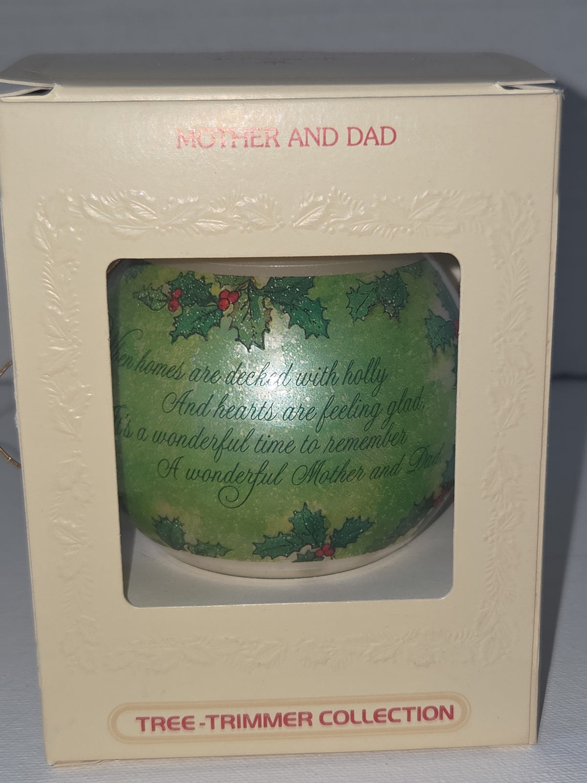 Vintage Hallmark Tree-Trimmer Glass Ornament Mother And Dad Dated 1980 Tree Trimmer Collection 1980 (Copy)