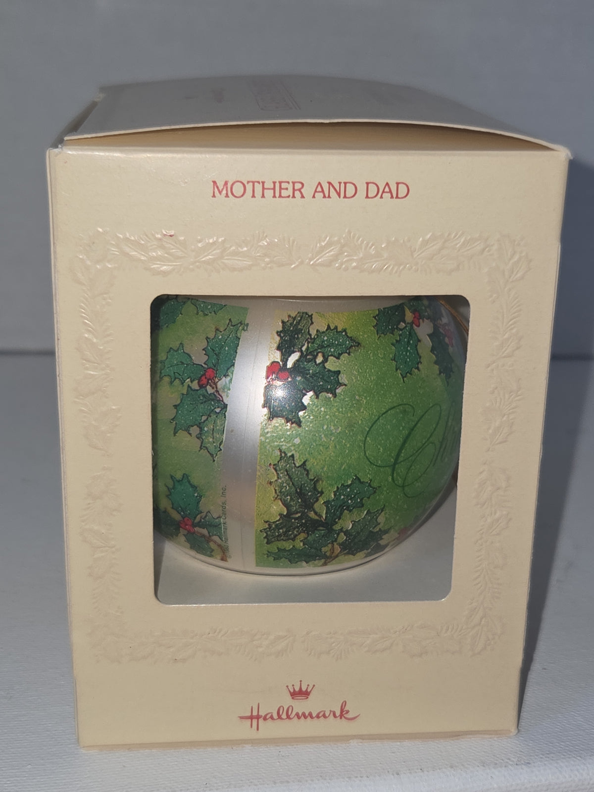 Vintage Hallmark Tree-Trimmer Glass Ornament Mother And Dad Dated 1980 Tree Trimmer Collection 1980 (Copy)