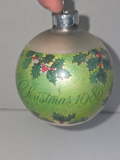 Vintage Hallmark Tree-Trimmer Glass Ornament Mother And Dad Dated 1980 Tree Trimmer Collection 1980 (Copy)