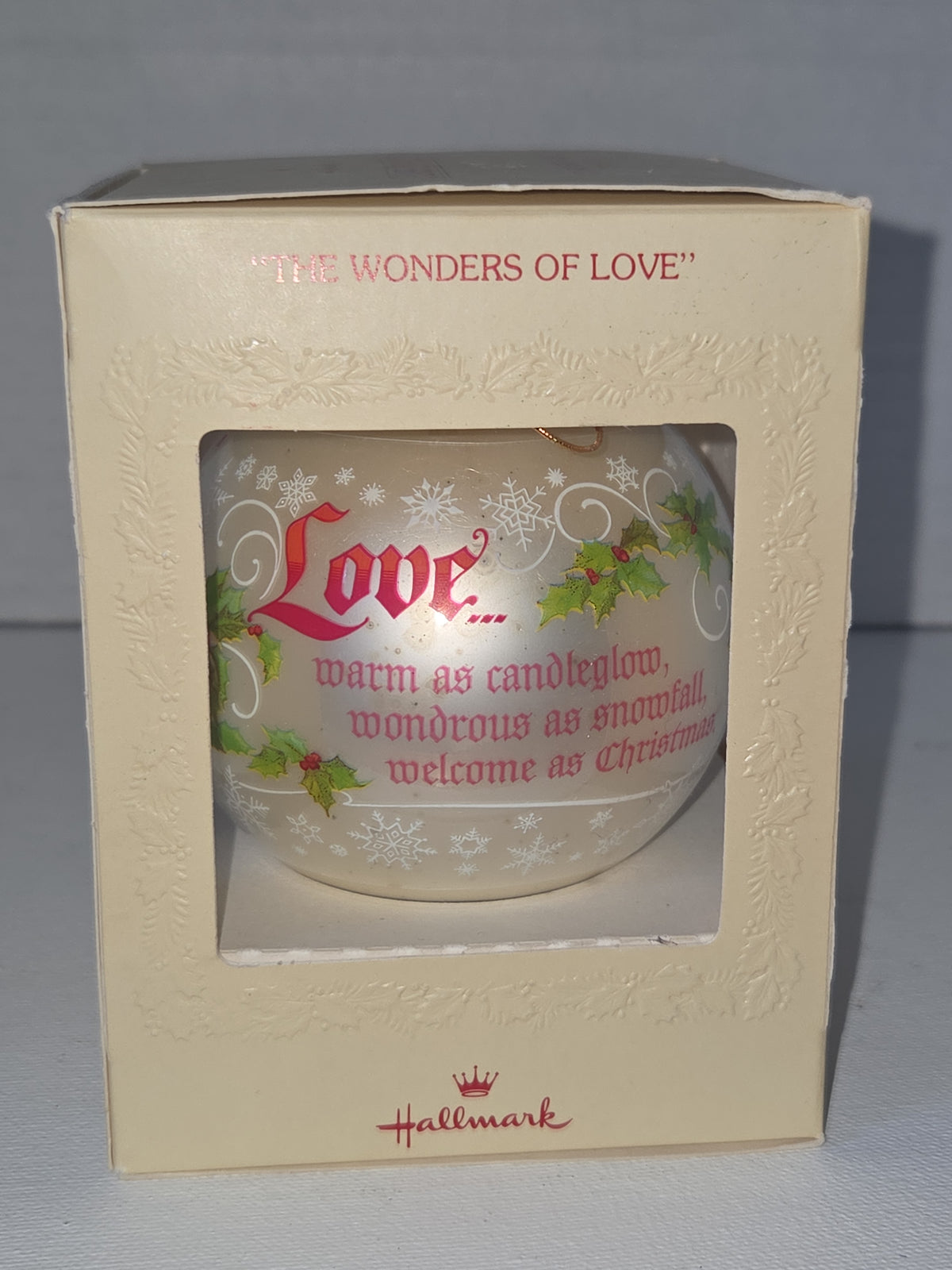 Vintage Hallmark Tree-Trimmer Glass Ornament 1979 Hallmark Glass Ornament The Wonders Of Love (Copy)