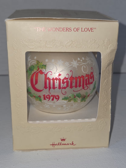 Vintage Hallmark Tree-Trimmer Glass Ornament 1979 Hallmark Glass Ornament The Wonders Of Love (Copy)