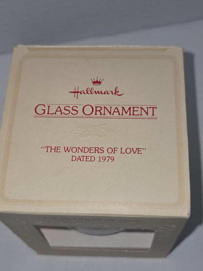 Vintage Hallmark Tree-Trimmer Glass Ornament 1979 Hallmark Glass Ornament The Wonders Of Love (Copy)