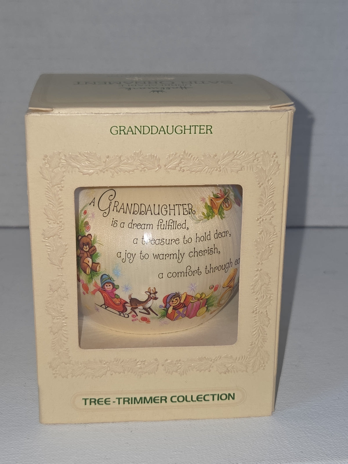 Vintage Hallmark Ornament for Granddaughter Girl Christmas Satin Round Ball 1980 (Copy)
