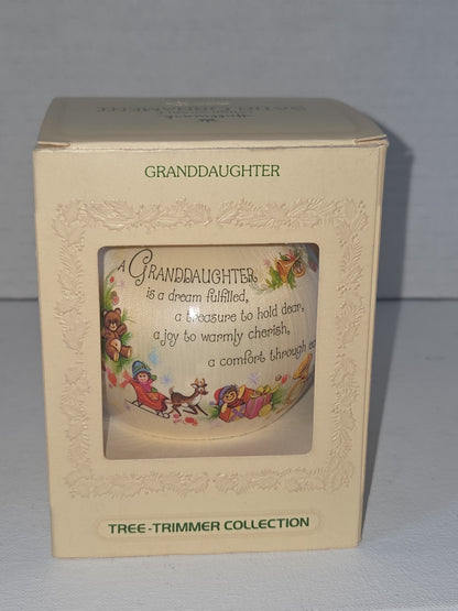 Vintage Hallmark Ornament for Granddaughter Girl Christmas Satin Round Ball 1980 (Copy)