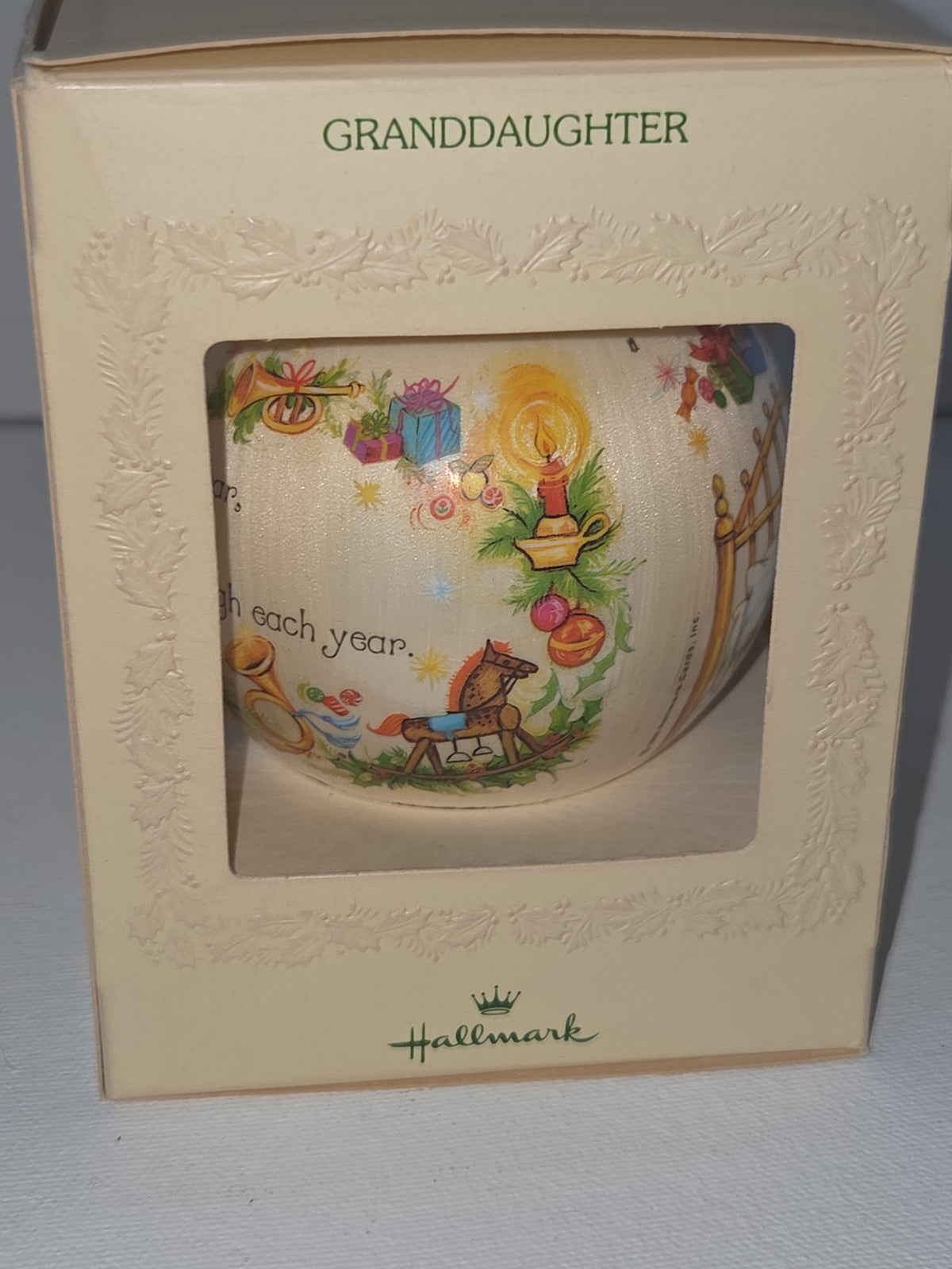 Vintage Hallmark Ornament for Granddaughter Girl Christmas Satin Round Ball 1980 (Copy)