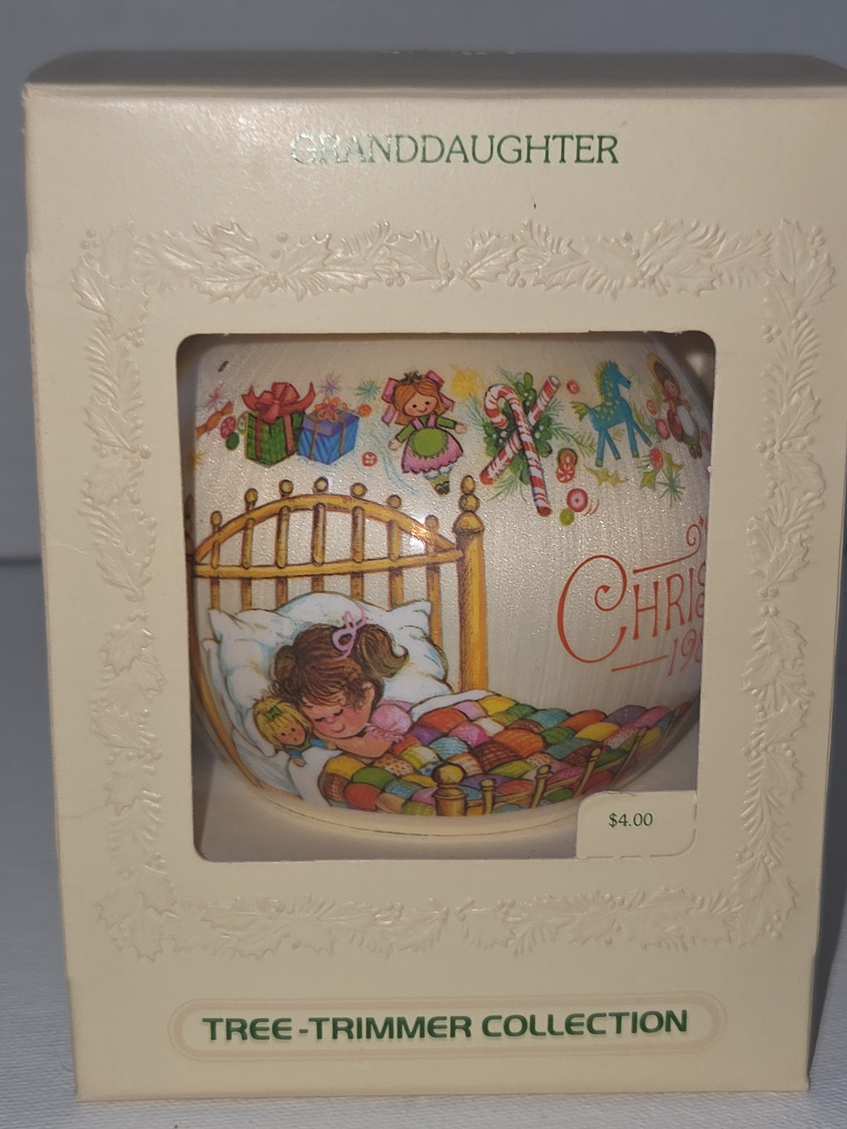Vintage Hallmark Ornament for Granddaughter Girl Christmas Satin Round Ball 1980 (Copy)