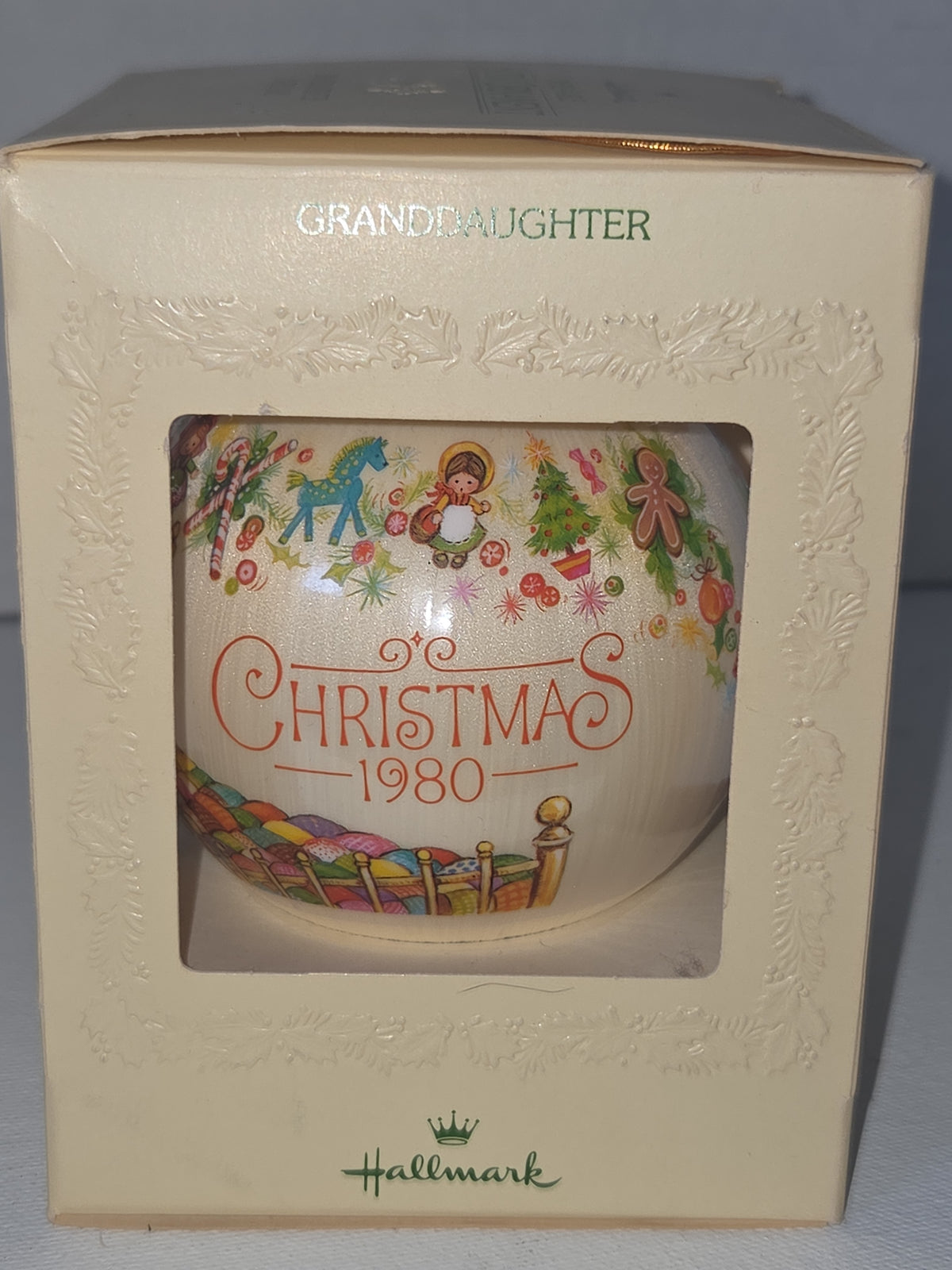 Vintage Hallmark Ornament for Granddaughter Girl Christmas Satin Round Ball 1980 (Copy)