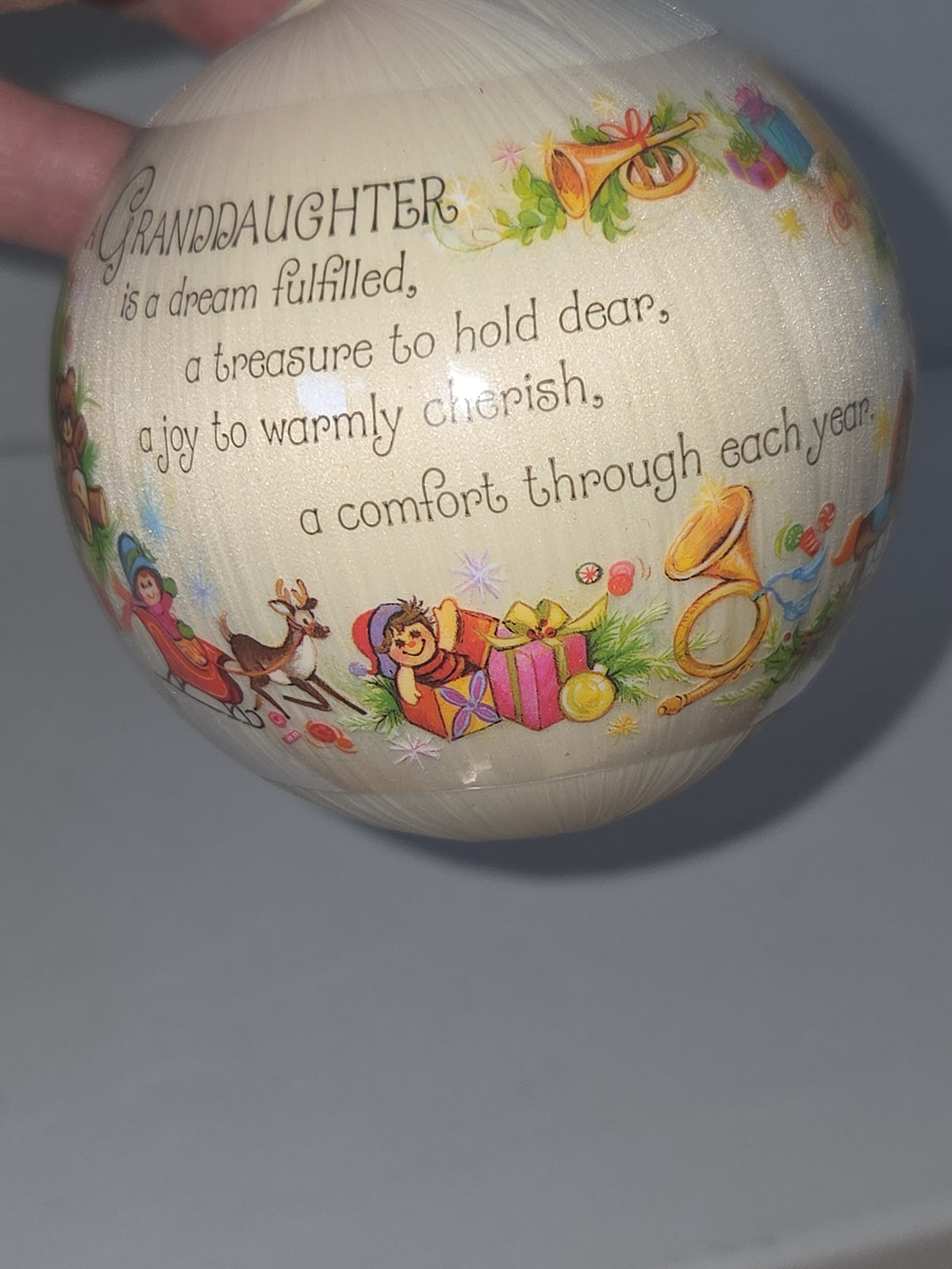 Vintage Hallmark Ornament for Granddaughter Girl Christmas Satin Round Ball 1980 (Copy)