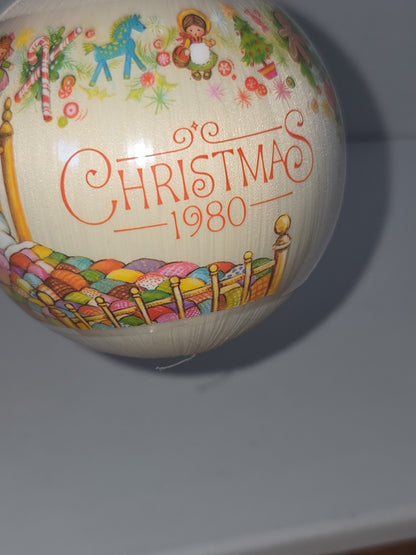 Vintage Hallmark Ornament for Granddaughter Girl Christmas Satin Round Ball 1980 (Copy)