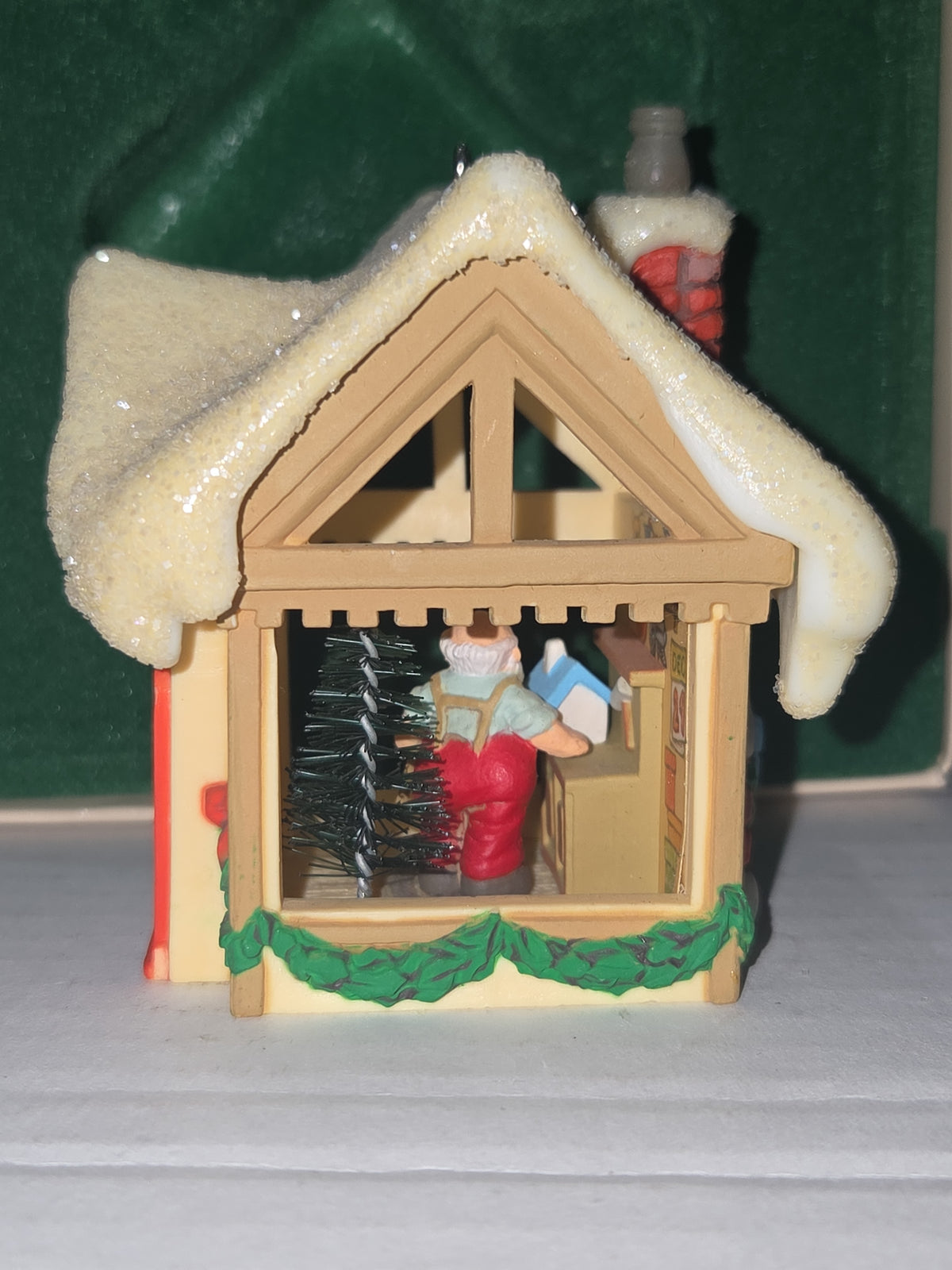 Vintage Hallmark Keepsake Ornament Workshop Santa's with Box 1982