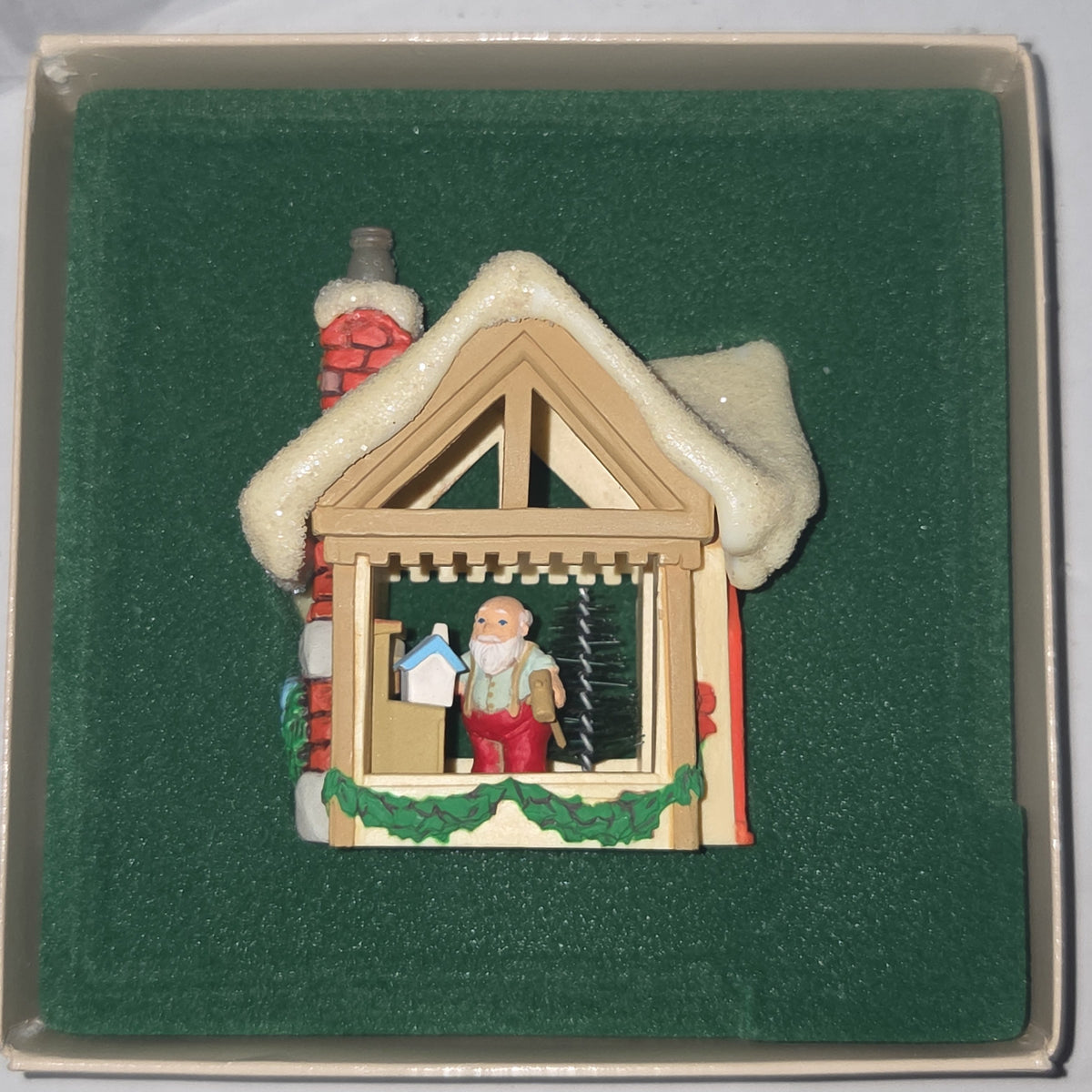 Vintage Hallmark Keepsake Ornament Workshop Santa's with Box 1982