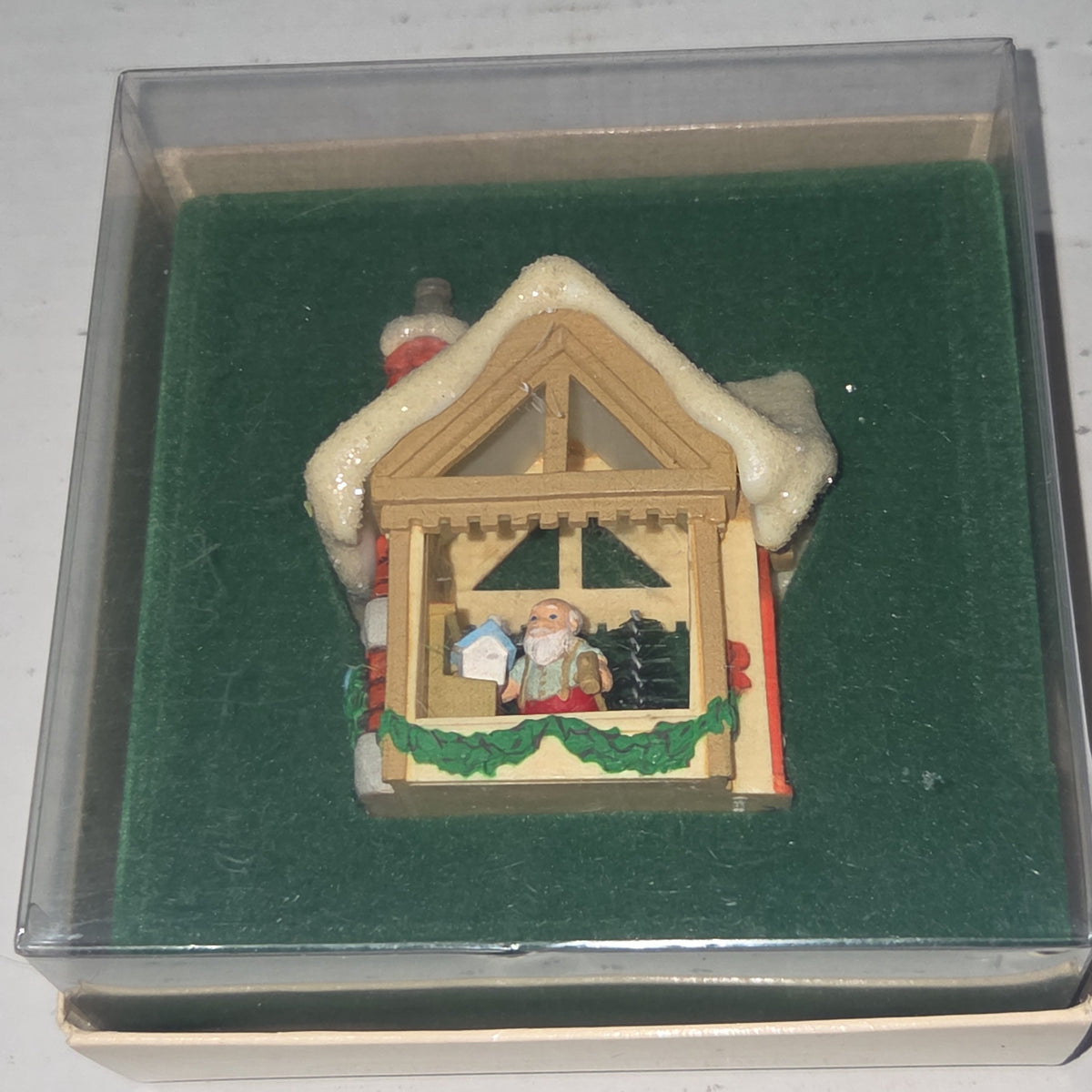 Vintage Hallmark Keepsake Ornament Workshop Santa's with Box 1982