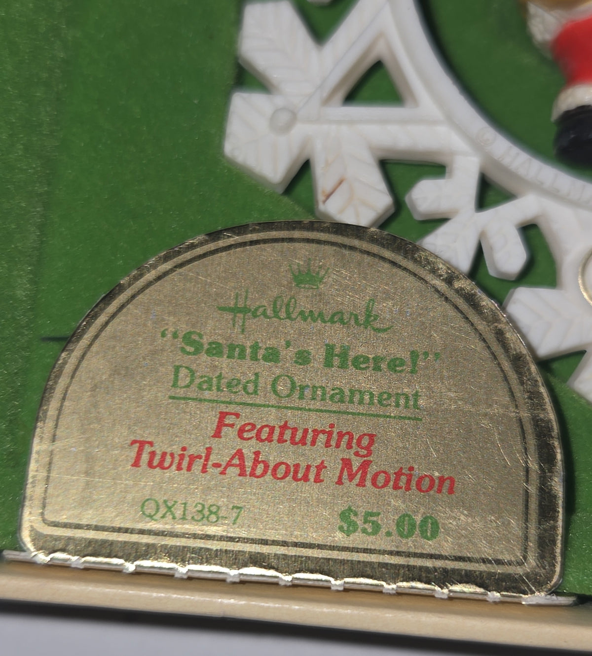 Vintage Hallmark Tree-Trimmer Collection Ornament Santa's Here Twirl-About Motion 1979 No Plastic Top