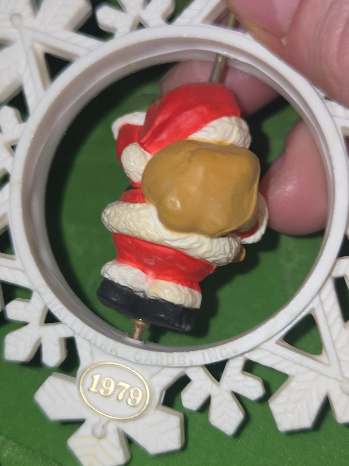 Vintage Hallmark Tree-Trimmer Collection Ornament Santa's Here Twirl-About Motion 1979 No Plastic Top
