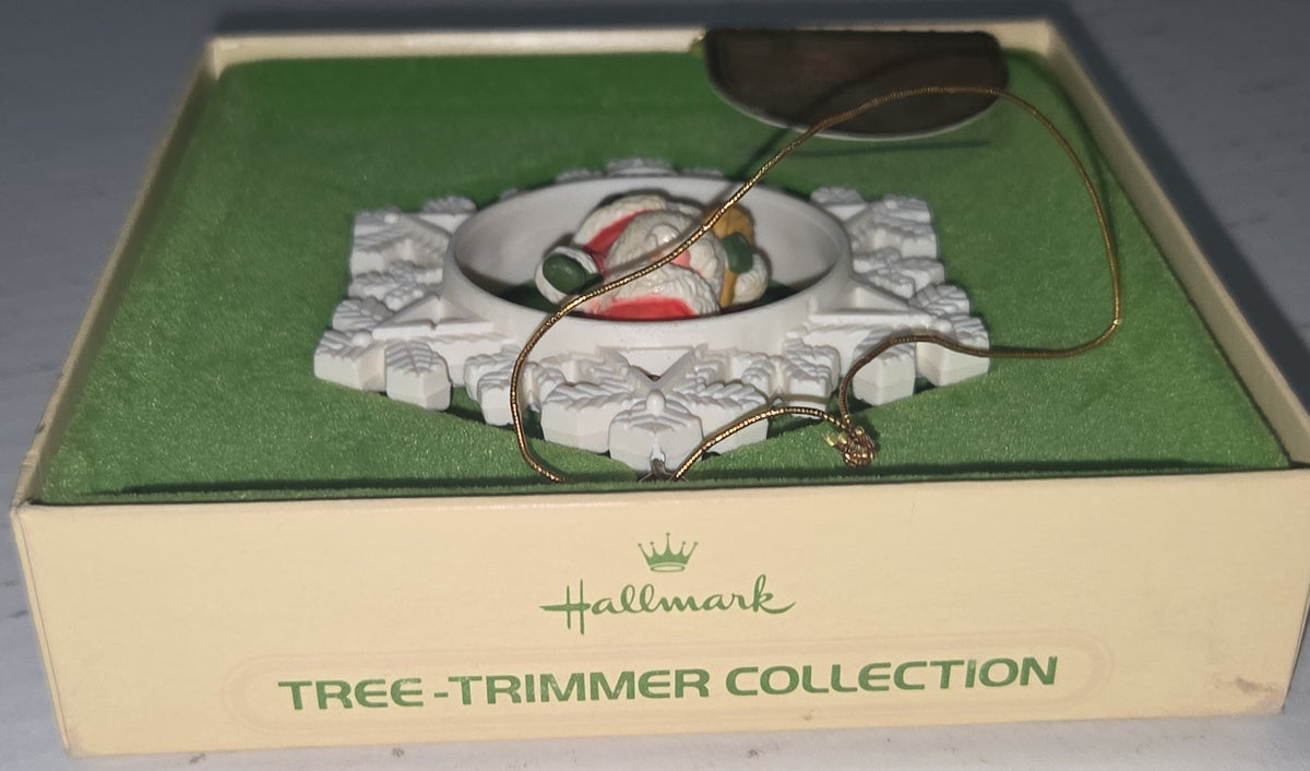 Vintage Hallmark Tree-Trimmer Collection Ornament Santa's Here Twirl-About Motion 1979 No Plastic Top