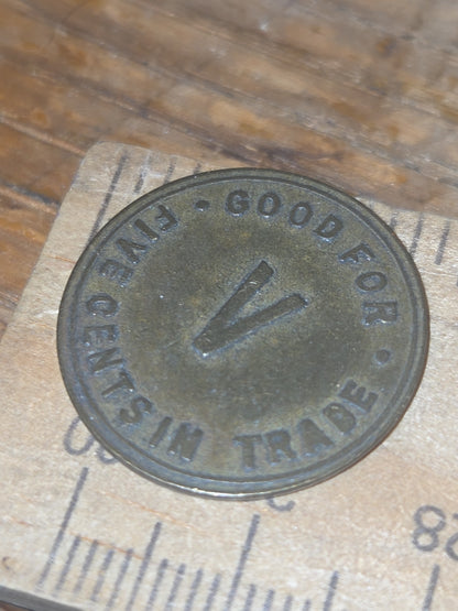 Vintage Metal Trade Token or Merchant Token Louis Vavricka in Blue Hill Nebraska