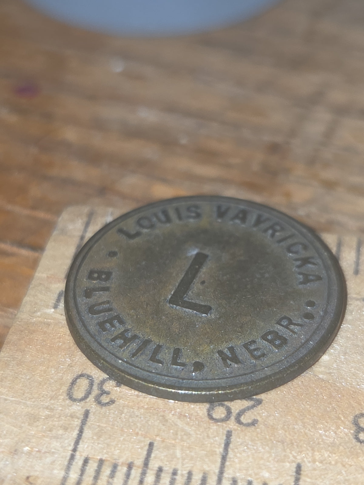 Vintage Metal Trade Token or Merchant Token Louis Vavricka in Blue Hill Nebraska