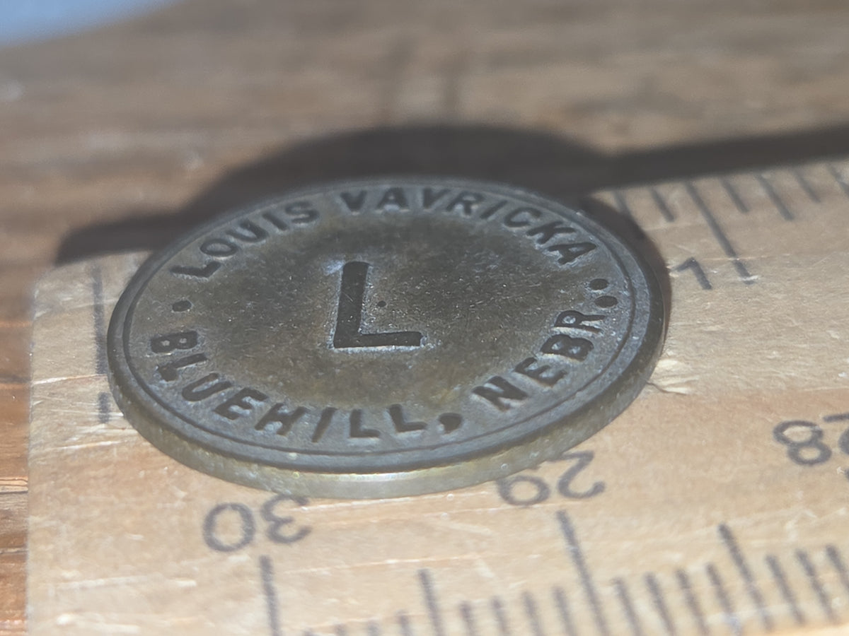 Vintage Metal Trade Token or Merchant Token Louis Vavricka in Blue Hill Nebraska