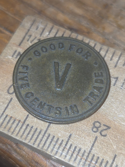 Vintage Metal Trade Token or Merchant Token Louis Vavricka in Blue Hill Nebraska