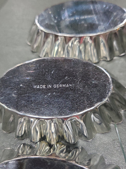 Vintage Small Oval Aluminum Fluted Tart Tin Baking Pans Made in Germany Set of 6