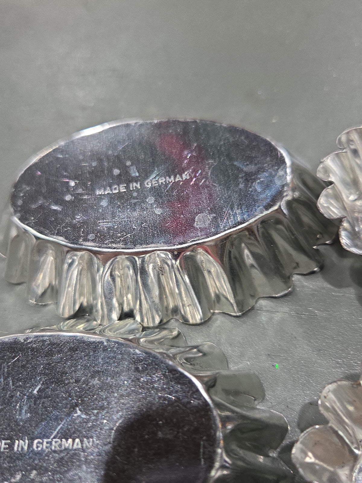 Vintage Small Oval Aluminum Fluted Tart Tin Baking Pans Made in Germany Set of 6