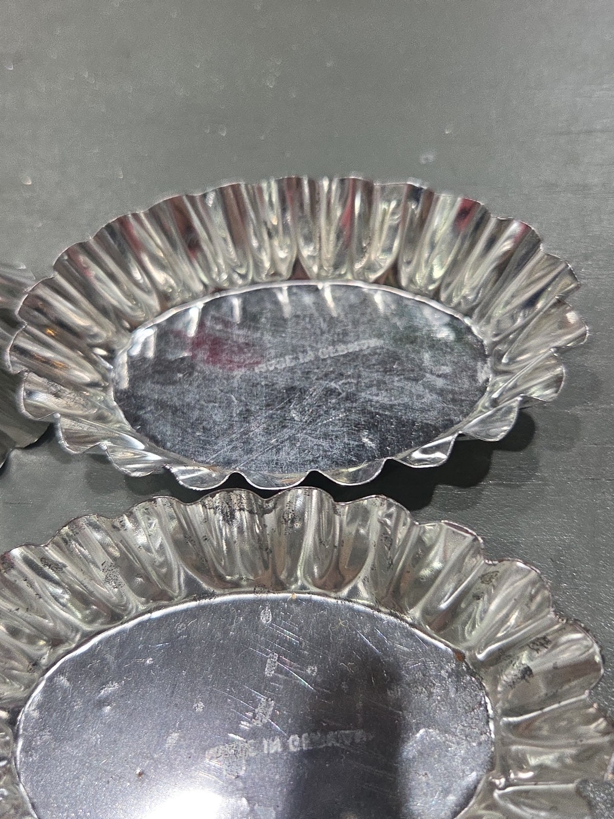 Vintage Small Oval Aluminum Fluted Tart Tin Baking Pans Made in Germany Set of 6