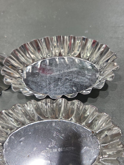 Vintage Small Oval Aluminum Fluted Tart Tin Baking Pans Made in Germany Set of 6