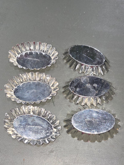 Vintage Small Oval Aluminum Fluted Tart Tin Baking Pans Made in Germany Set of 6