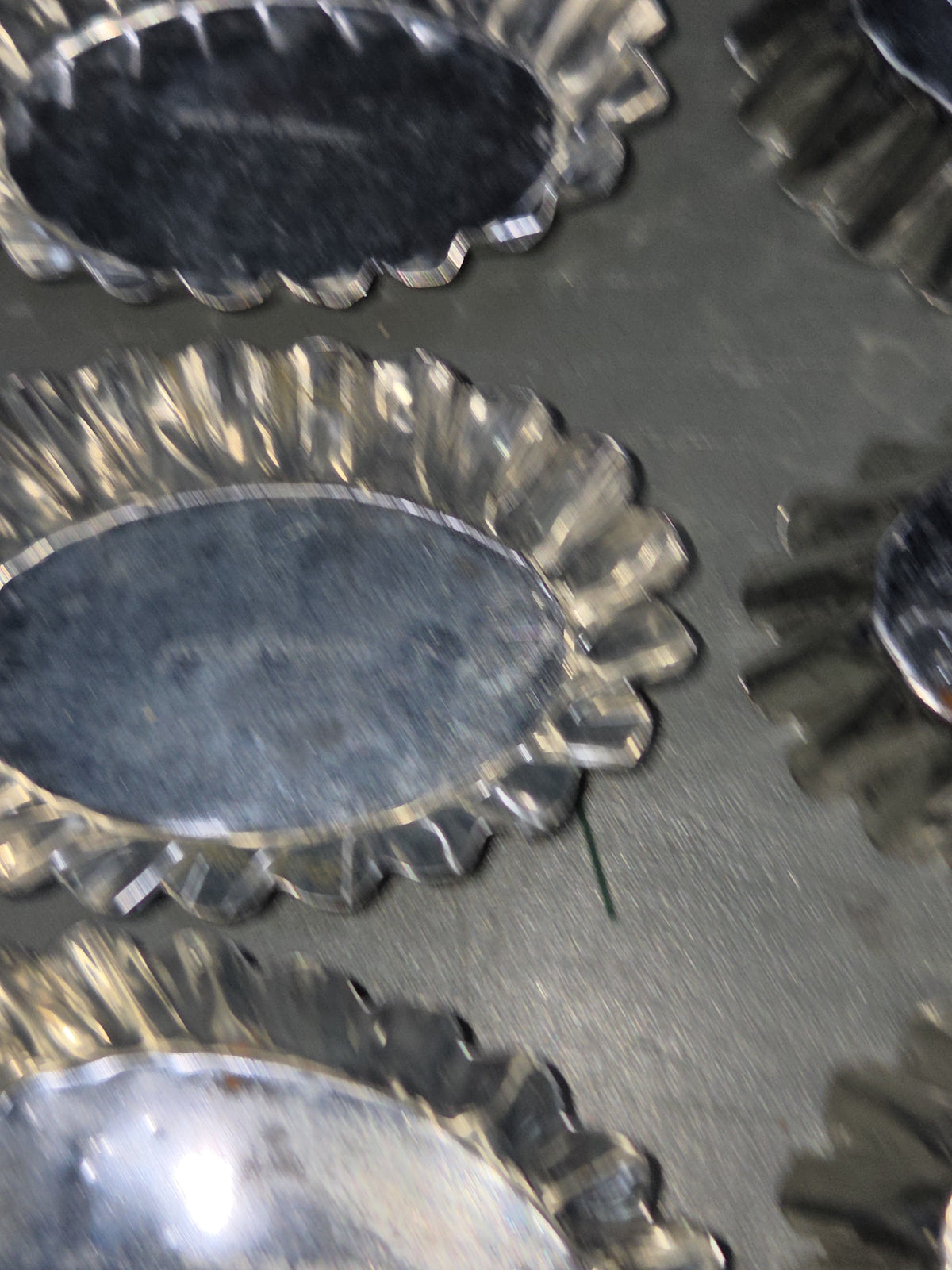 Vintage Small Oval Aluminum Fluted Tart Tin Baking Pans Made in Germany Set of 6