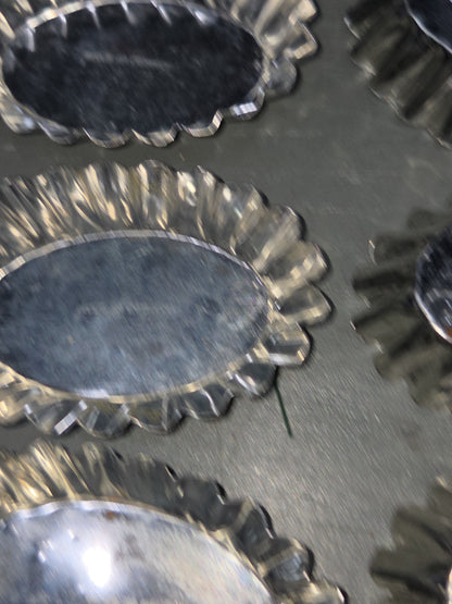 Vintage Small Oval Aluminum Fluted Tart Tin Baking Pans Made in Germany Set of 6