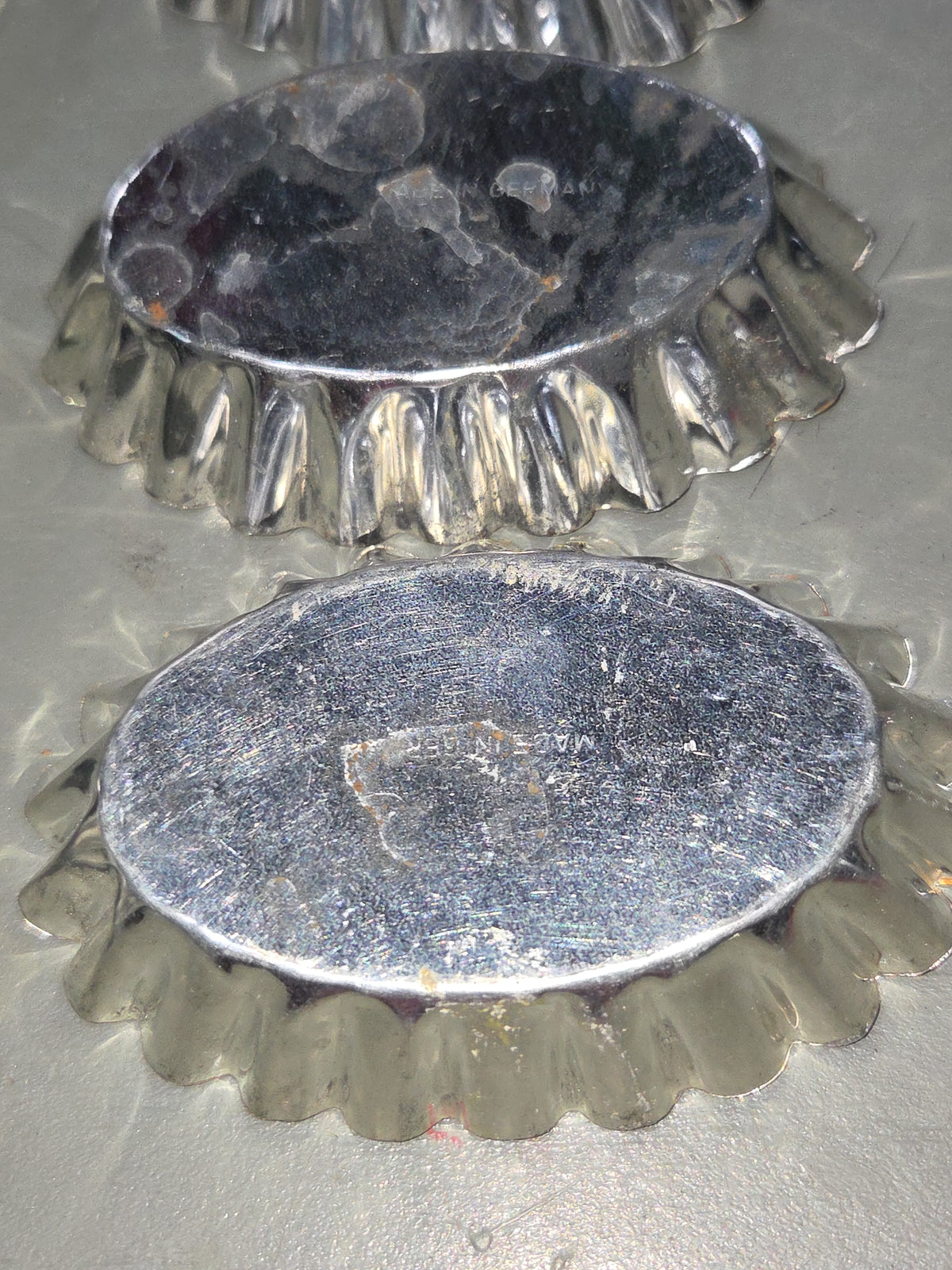 Vintage Small Oval Aluminum Fluted Tart Tin Baking Pans Made in Germany Set of 6