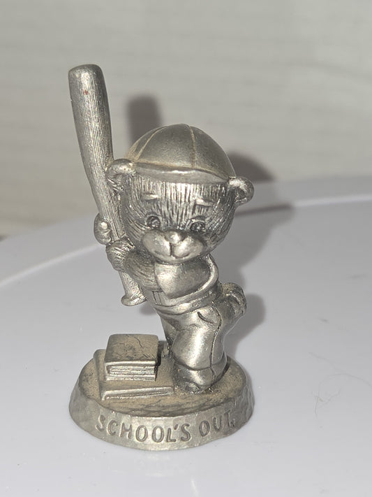 Vintage Avon Pewter Benjamin Bearington Little Bear Schools Out Baseball No Box