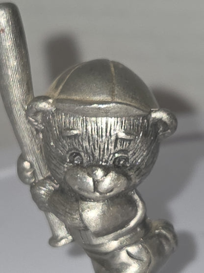 Vintage Avon Pewter Benjamin Bearington Little Bear Schools Out Baseball No Box