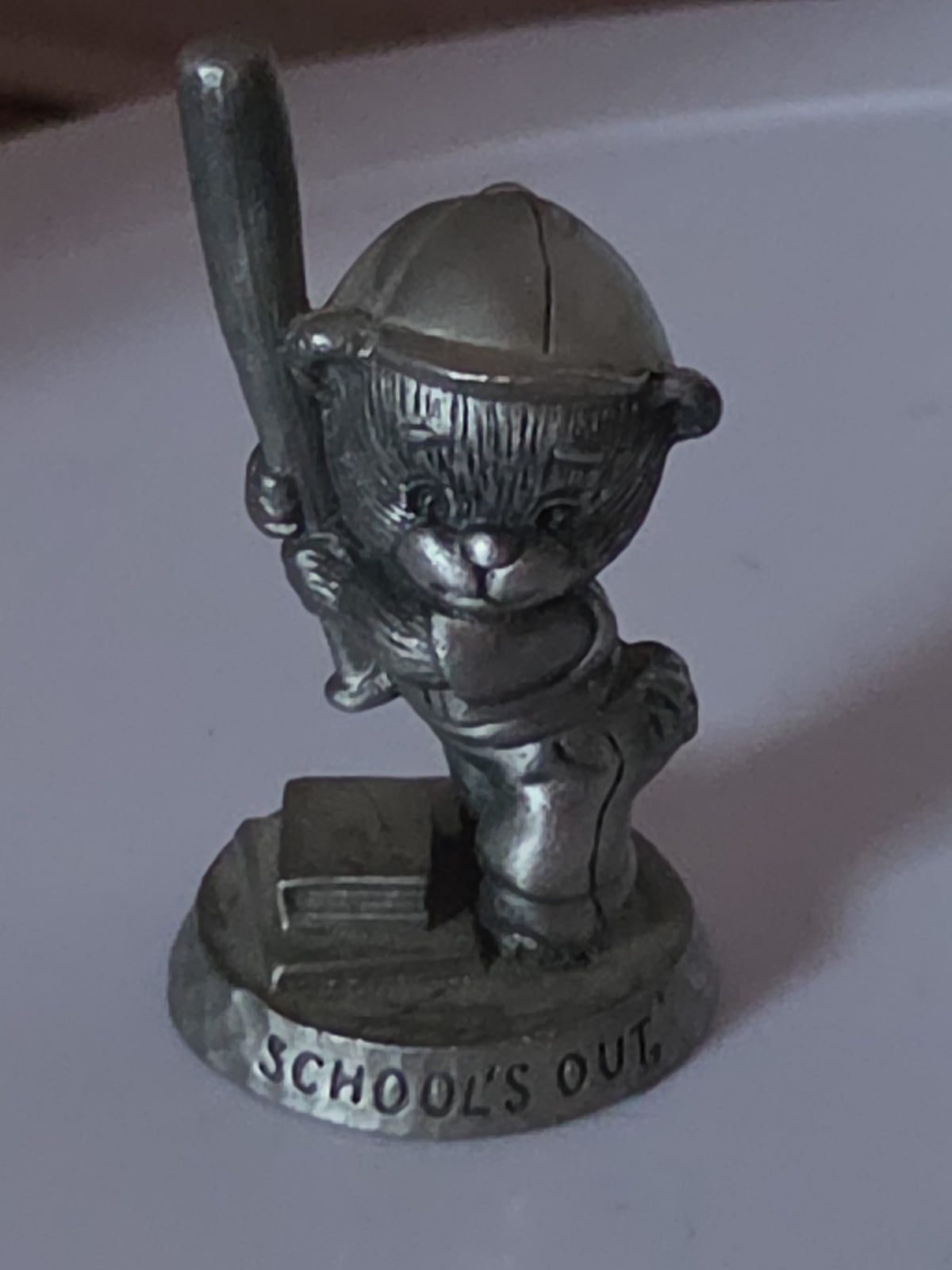 Vintage Avon Pewter Benjamin Bearington Little Bear Schools Out Baseball No Box