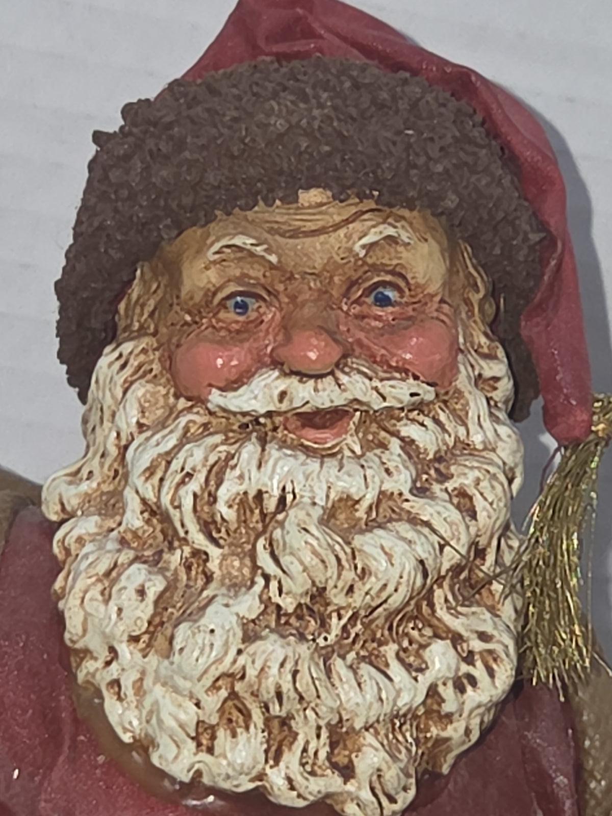 Vintage Santa Claus Paper Fabric Pipe Book Toys Bag 10"
