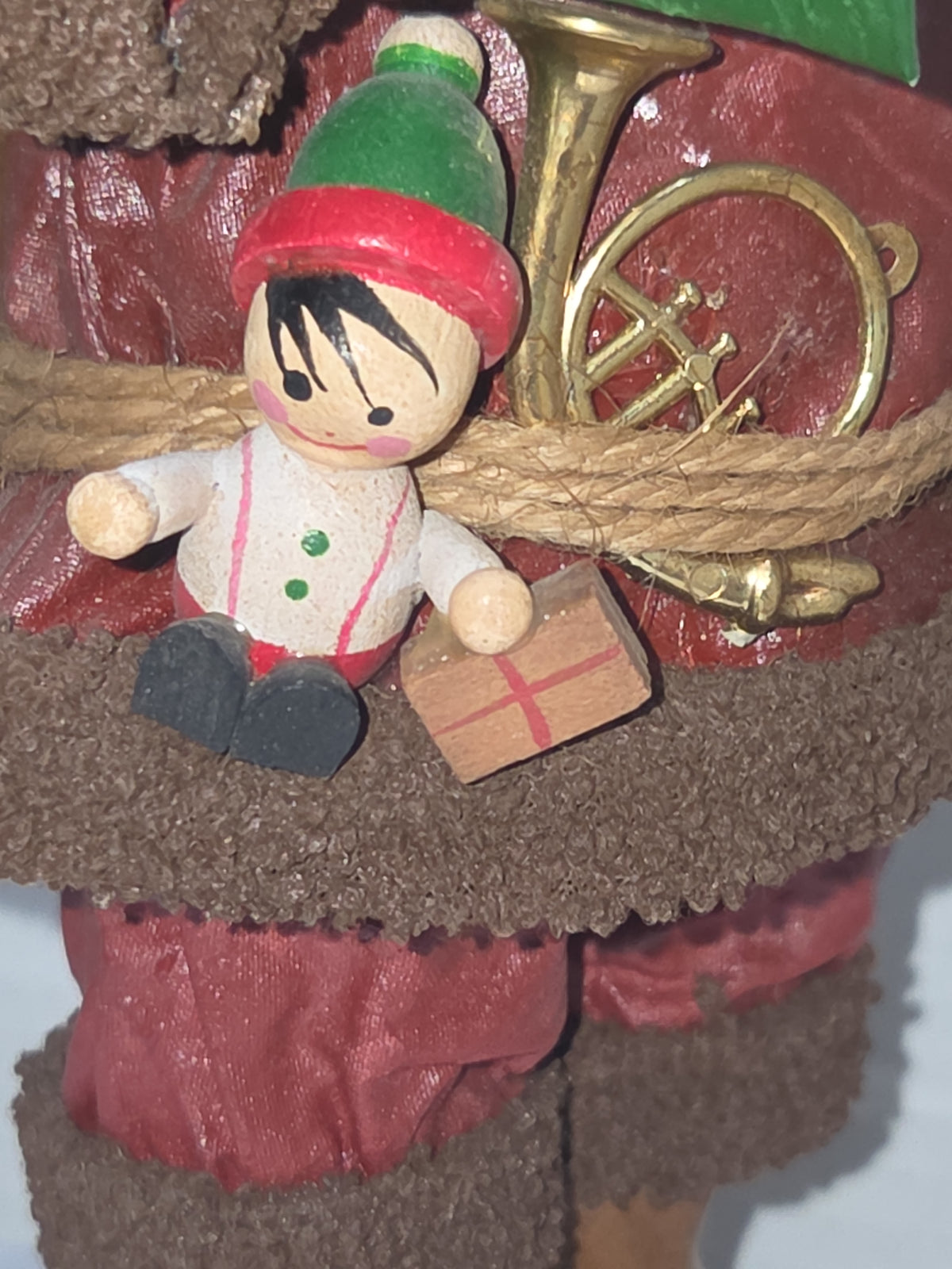 Vintage Santa Claus Paper Fabric Pipe Book Toys Bag 10"