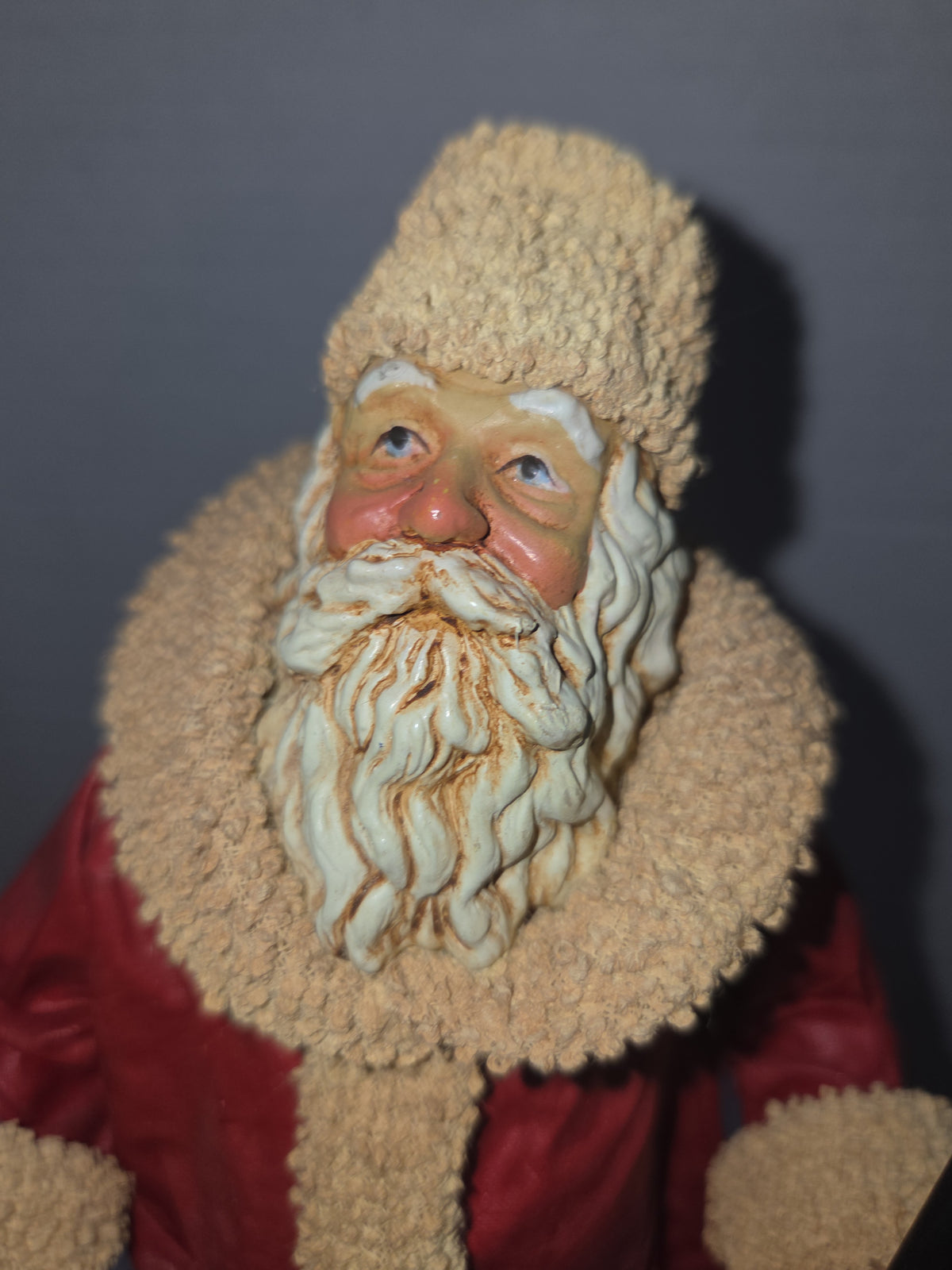 Vintage Santa Claus Kurt Adler Santa's World Paper-Fabric Mache Old World Santa Bag of Toys Staff 10"