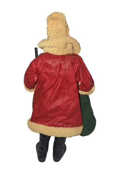 Vintage Santa Claus Kurt Adler Santa's World Paper-Fabric Mache Old World Santa Bag of Toys Staff 10"