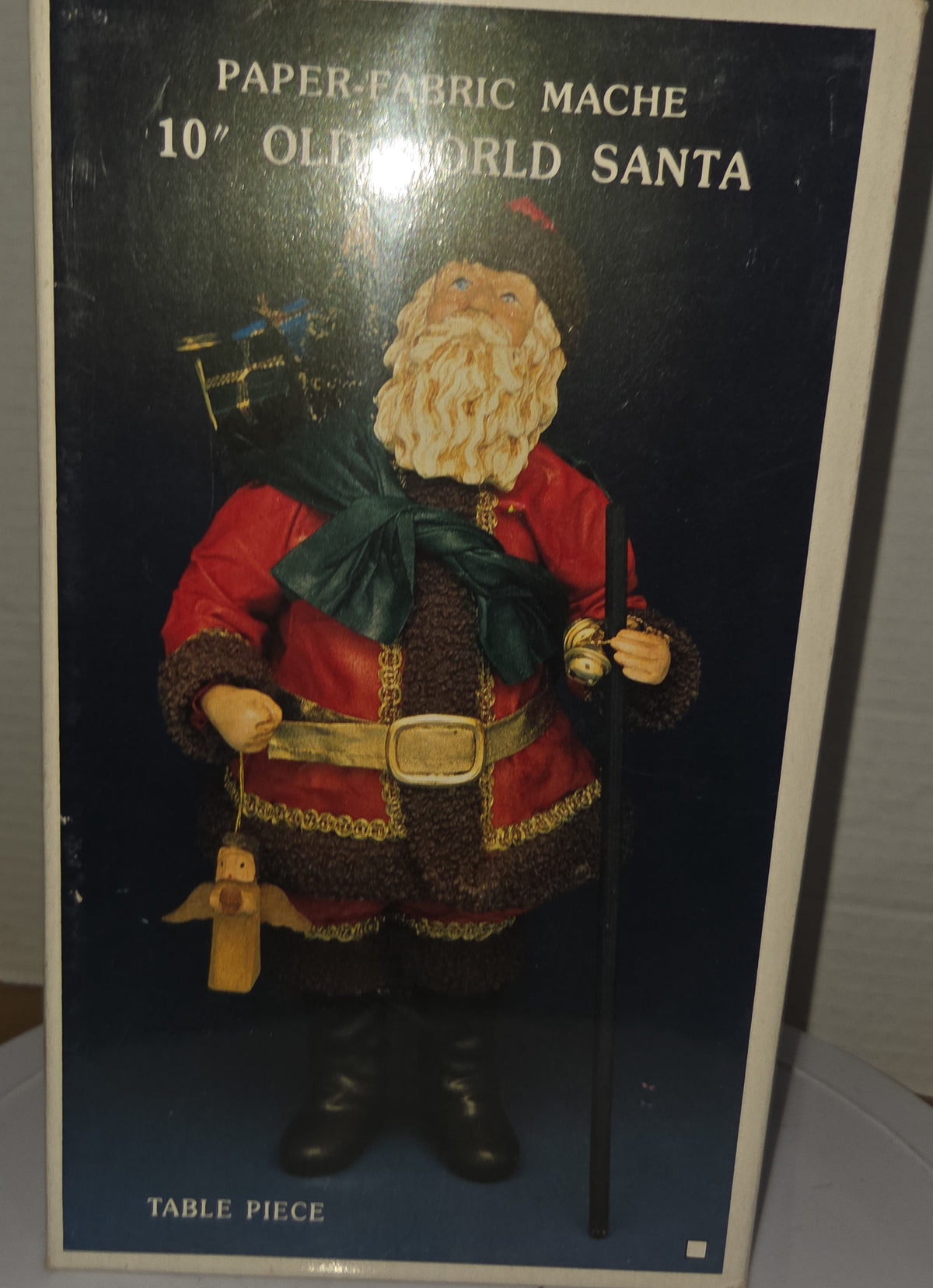 Vintage Santa Claus Kurt Adler Santa's World Paper-Fabric Mache Old World Santa Bag of Toys Staff 10"