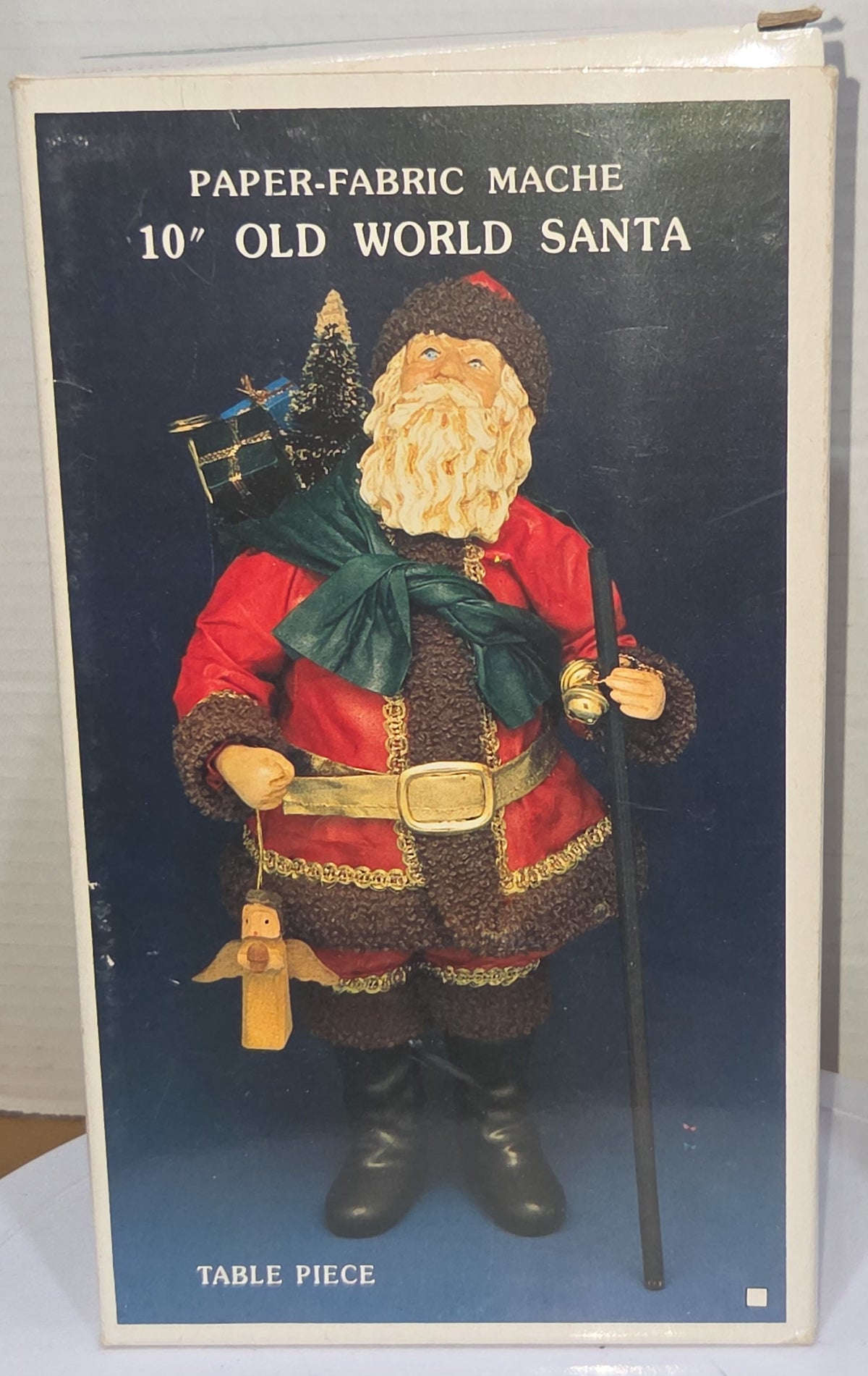 Vintage Santa Claus Kurt Adler Santa's World Paper-Fabric Mache Old World Santa Bag of Toys Staff 10"