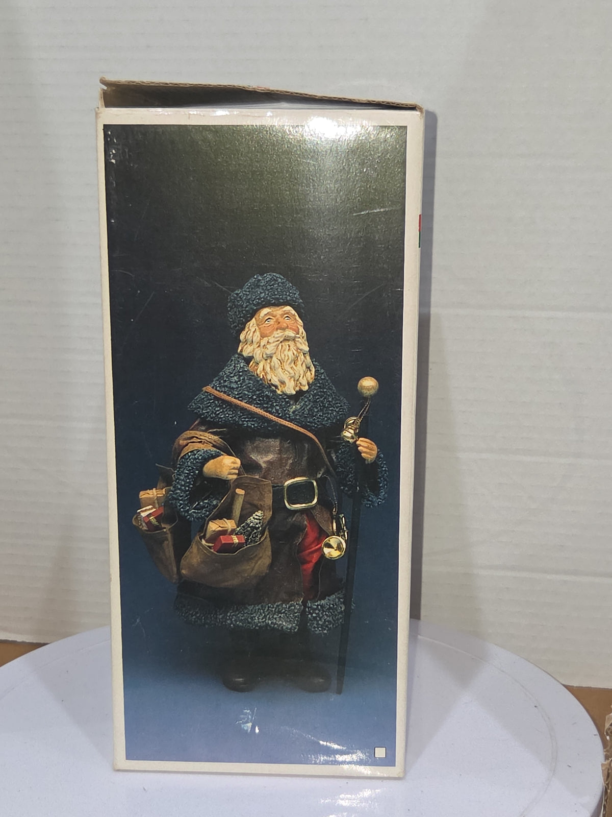 Vintage Santa Claus Kurt Adler Santa's World Paper-Fabric Mache Old World Santa Bag of Toys Staff 10"