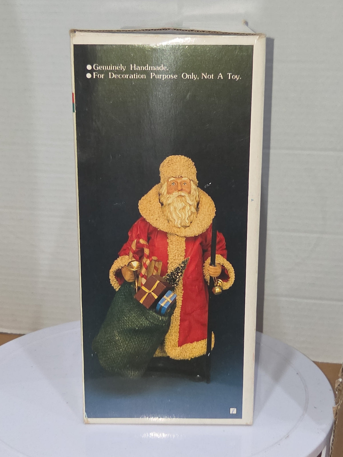 Vintage Santa Claus Kurt Adler Santa's World Paper-Fabric Mache Old World Santa Bag of Toys Staff 10"
