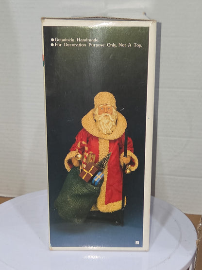 Vintage Santa Claus Kurt Adler Santa's World Paper-Fabric Mache Old World Santa Bag of Toys Staff 10"