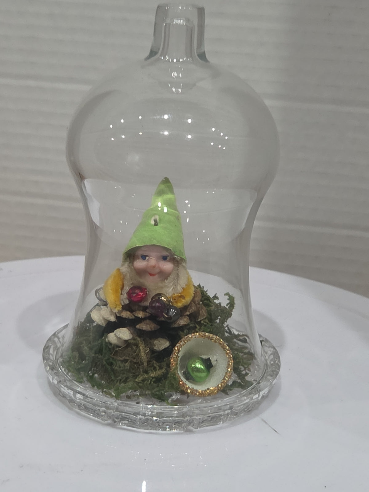 Vintage Pinecone Elf Gnome Dwarf with Maracas Band Ornament Chenille Plastic Face Mica Putz elf21 (Copy)