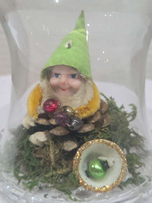 Vintage Pinecone Elf Gnome Dwarf with Maracas Band Ornament Chenille Plastic Face Mica Putz elf21 (Copy)