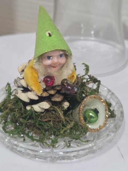 Vintage Pinecone Elf Gnome Dwarf with Maracas Band Ornament Chenille Plastic Face Mica Putz elf21 (Copy)
